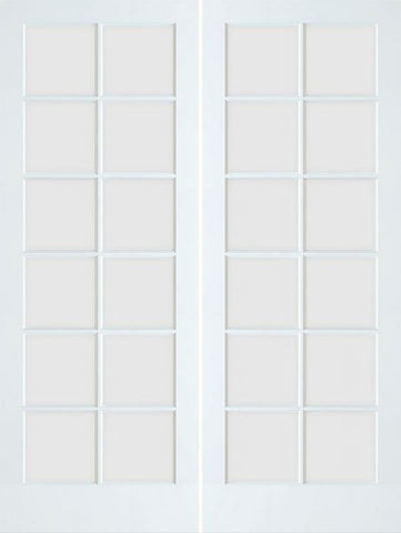 WDMA 48x96 Door (4ft by 8ft) Patio Swing Smooth 96in Primed 12 Lite French Double Door Clear Tempered Glass 1