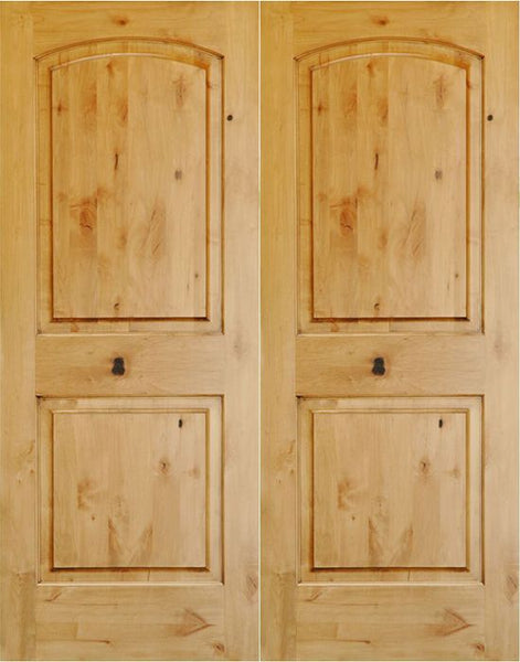 WDMA 48x96 Door (4ft by 8ft) Interior Barn Knotty Alder 96in 2 Panel Arch Double Door 1-3/8in Thick KW-121 1