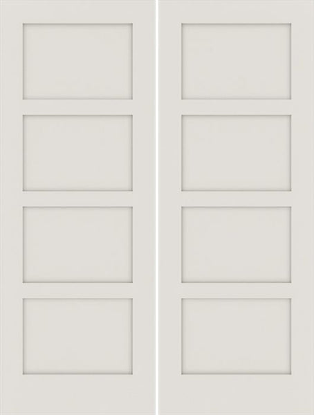 WDMA 48x96 Door (4ft by 8ft) Interior Swing Smooth 96in Primed 4 Panel Shaker Double Door|1-3/4in Thick 1