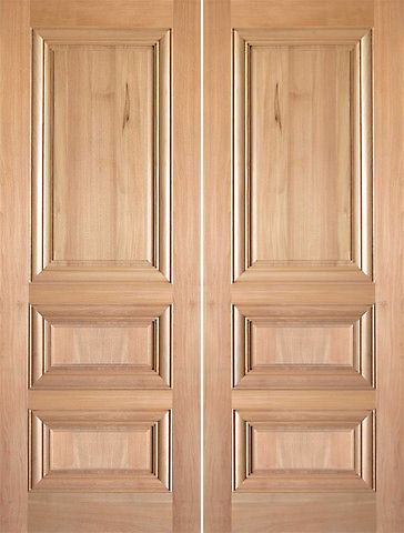 WDMA 48x96 Door (4ft by 8ft) Interior Barn Tropical Hardwood Rustic-5 3 Panel Raised Moulding Double Door 1