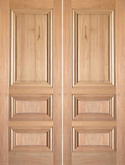 WDMA 48x96 Door (4ft by 8ft) Interior Barn Tropical Hardwood Rustic-5 3 Panel Raised Moulding Double Door 1