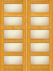 WDMA 48x96 Door (4ft by 8ft) Interior Barn Bamboo BM-14 Contemporary 5 Lite Matte Line Glass Double Door 1
