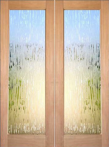 WDMA 48x96 Door (4ft by 8ft) Interior Swing Tropical Hardwood Conemporary Double Door FG-6 Glacier Glass 1
