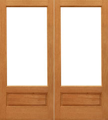 WDMA 48x96 Door (4ft by 8ft) French Mahogany 1-lite-P/B Brazilian Wood 1 Panel IG Glass Double Door 1