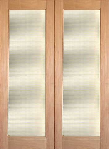 WDMA 48x96 Door (4ft by 8ft) Interior Swing Tropical Hardwood Conemporary Double Door FG-11 Blinds Glass 1