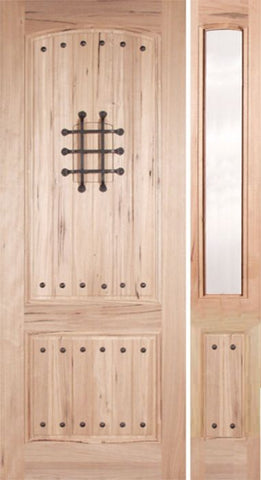 WDMA 48x96 Door (4ft by 8ft) Exterior Walnut Rustica II Single Door/1side Clear Glass 1