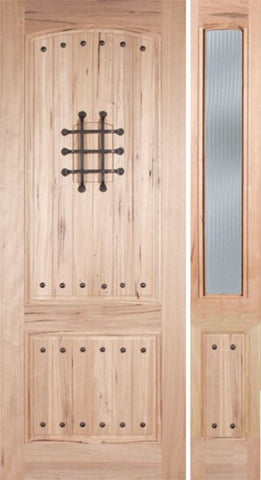 WDMA 48x96 Door (4ft by 8ft) Exterior Walnut Rustica II Single Door/1side Reed Glass 1