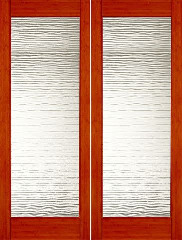 WDMA 48x96 Door (4ft by 8ft) Interior Swing Bamboo BM-35 Contemporary Small Wave Glass Double Door 1