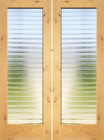 WDMA 48x96 Door (4ft by 8ft) Interior Barn Knotty Alder Modern Double Door 1-Lite FG-7 Deco Bars Glass 1