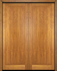 WDMA 48x96 Door (4ft by 8ft) Interior Swing Mahogany Rustic-Old World Home Style 1 Panel V-Grooved Plank Exterior or Double Door 1