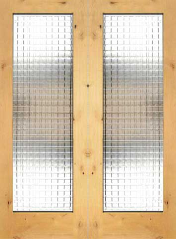 WDMA 48x96 Door (4ft by 8ft) Interior Swing Knotty Alder Double Door 1-Lite FG-10 Weaving Glass 1
