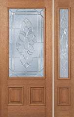 WDMA 50x80 Door (4ft2in by 6ft8in) Exterior Mahogany Celtic Cross Single Door/1side w/ BO Glass 1