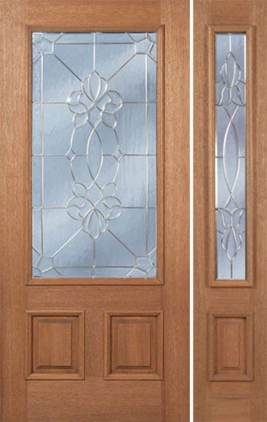 WDMA 50x80 Door (4ft2in by 6ft8in) Exterior Mahogany Celtic Cross Single Door/1side w/ CO Glass 1