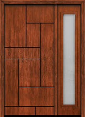 WDMA 50x80 Door (4ft2in by 6ft8in) Exterior Cherry Contemporary Lines Groove Single Entry Door Sidelight 1