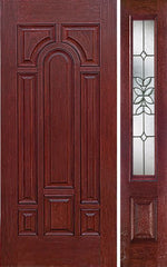 WDMA 50x80 Door (4ft2in by 6ft8in) Exterior Cherry Center Arch Panel Solid Single Entry Door Sidelight CD Glass 1