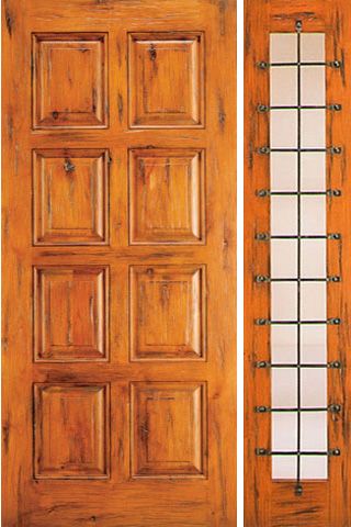WDMA 50x80 Door (4ft2in by 6ft8in) Exterior Knotty Alder Door with One Sidelight 8-Panel 1