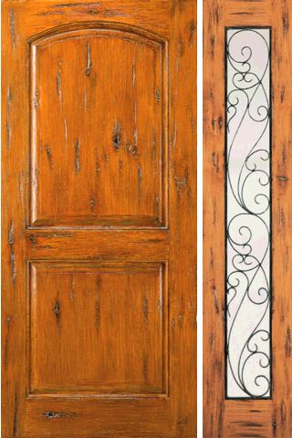 WDMA 50x80 Door (4ft2in by 6ft8in) Exterior Knotty Alder Door with One Sidelight Prehung Full Lite 1