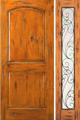 WDMA 50x80 Door (4ft2in by 6ft8in) Exterior Knotty Alder Door with One Sidelight Prehung Full Lite 1