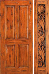 WDMA 50x80 Door (4ft2in by 6ft8in) Exterior Knotty Alder Prehung Door with One Sidelight 4-Panel 1