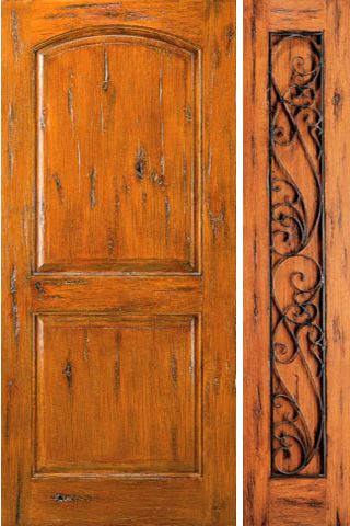 WDMA 50x80 Door (4ft2in by 6ft8in) Exterior Knotty Alder Prehung Door with One Sidelight  1
