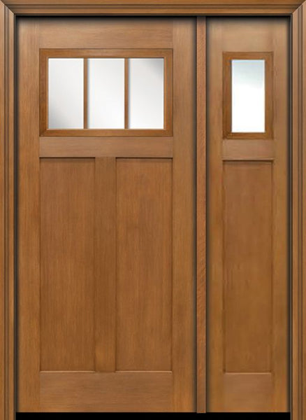 WDMA 50x80 Door (4ft2in by 6ft8in) Exterior Fir Craftsman Top 3 Lite Single Entry Door Sidelight 1