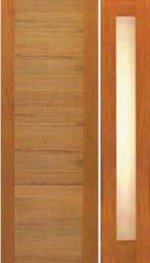 WDMA 50x80 Door (4ft2in by 6ft8in) Exterior Tropical Hardwood Single Door One Sidelight Contemporary Horizontal Groove Design 1