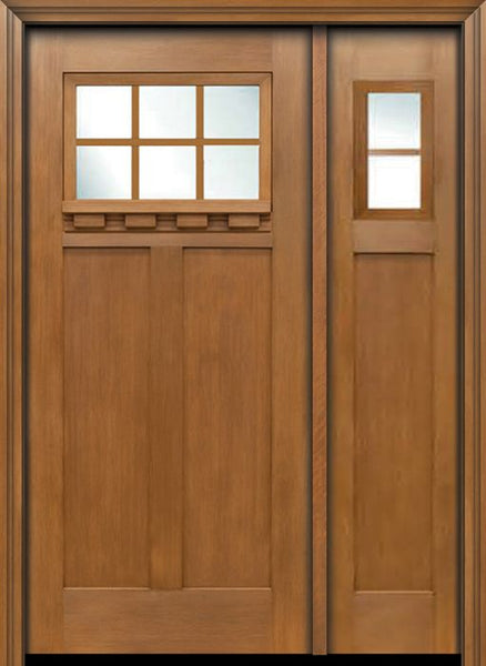 WDMA 50x80 Door (4ft2in by 6ft8in) Exterior Fir Craftsman Top 6 Lite Single Entry Door Sidelight 1