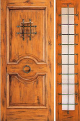 WDMA 50x80 Door (4ft2in by 6ft8in) Exterior Knotty Alder Door with One Sidelight Speakeasy 1