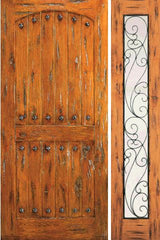 WDMA 50x80 Door (4ft2in by 6ft8in) Exterior Knotty Alder Door with One Sidelight Prehung Clavos 1
