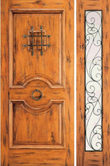 WDMA 50x80 Door (4ft2in by 6ft8in) Exterior Knotty Alder Door with One Sidelight Speakeasy 1