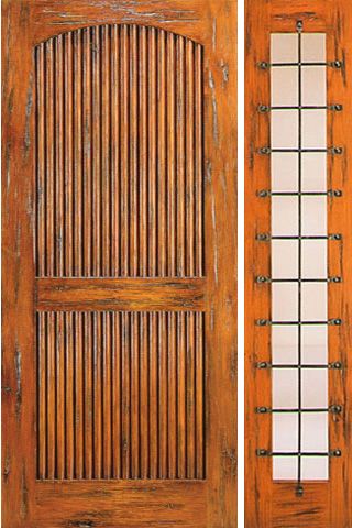 WDMA 50x80 Door (4ft2in by 6ft8in) Exterior Knotty Alder Door with One Sidelight Prehung 2 Panel 1