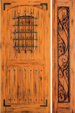 WDMA 50x80 Door (4ft2in by 6ft8in) Exterior Knotty Alder Front Door with One Sidelight Speakeasy 1