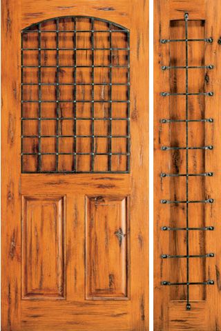 WDMA 50x80 Door (4ft2in by 6ft8in) Exterior Knotty Alder Door with One Sidelight 3-Panel 1