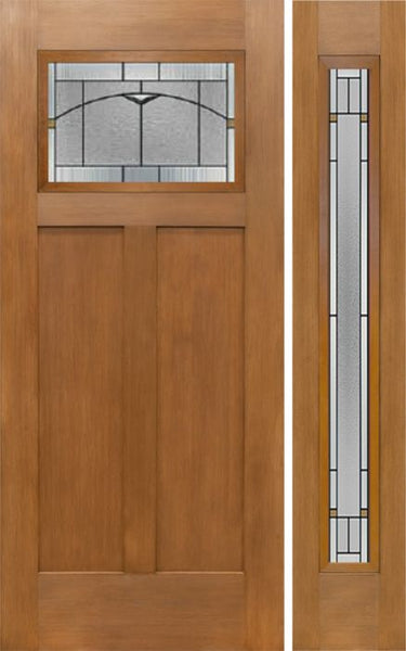 WDMA 50x80 Door (4ft2in by 6ft8in) Exterior Fir Craftsman Top Lite Single Entry Door Sidelight TP Glass 1