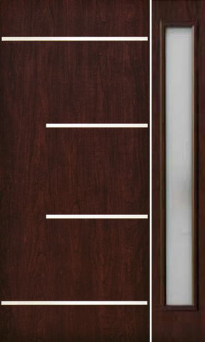 WDMA 50x80 Door (4ft2in by 6ft8in) Exterior Cherry Contemporary Stainless Steel Bars Single Fiberglass Entry Door Sidelight FC673SS 1