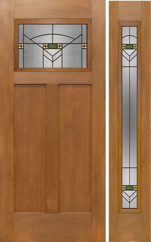 WDMA 50x80 Door (4ft2in by 6ft8in) Exterior Fir Craftsman Top Lite Single Entry Door Sidelight GR Glass 1