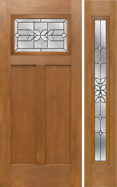 WDMA 50x80 Door (4ft2in by 6ft8in) Exterior Fir Craftsman Top Lite Single Entry Door Sidelight CD Glass 1