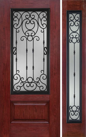 WDMA 50x80 Door (4ft2in by 6ft8in) Exterior Cherry 3/4 Lite 1 Panel Single Entry Door Sidelight BM Glass 1