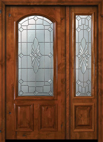 WDMA 50x80 Door (4ft2in by 6ft8in) Exterior Knotty Alder 36in x 80in Versailles Arch Lite Alder Door /1side 1