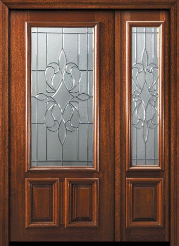 WDMA 50x80 Door (4ft2in by 6ft8in) Exterior Mahogany 36in x 80in 2/3 Lite New Orleans Door /1side 1