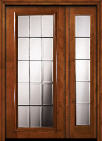 WDMA 50x80 Door (4ft2in by 6ft8in) Exterior Knotty Alder 36in x 80in Full Lite French Alder Door /1side 1