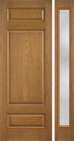 WDMA 50x96 Door (4ft2in by 8ft) Exterior Oak 8ft 3 Panel Classic-Craft Collection Door 1 Side Clear Low-E 1