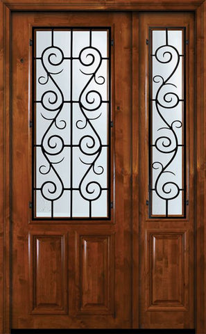 WDMA 50x96 Door (4ft2in by 8ft) Exterior Knotty Alder 36in x 96in 2/3 Lite St. Charles Alder Door /1side 1