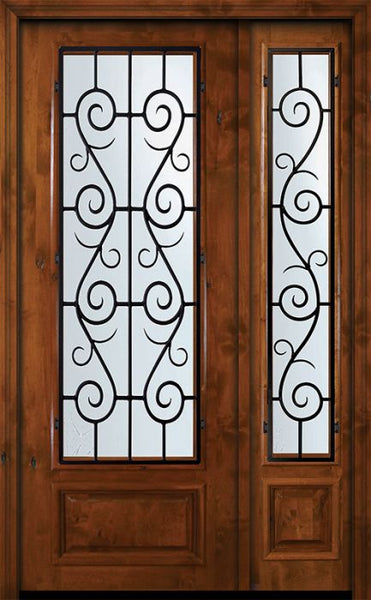 WDMA 50x96 Door (4ft2in by 8ft) Exterior Knotty Alder 36in x 96in 3/4 Lite St. Charles Alder Door /1side 1