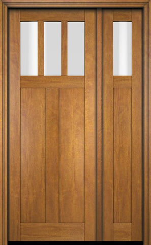 WDMA 51x80 Door (4ft3in by 6ft8in) Exterior Swing Mahogany 3 Horizontal Lite Craftsman Single Entry Door Sidelight 1