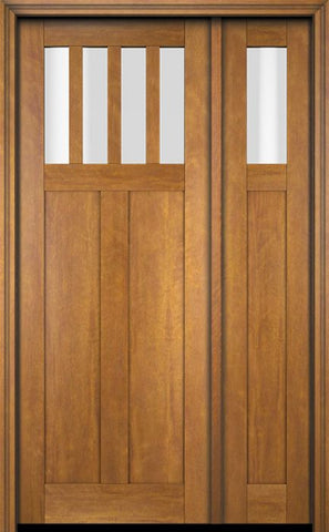 WDMA 51x80 Door (4ft3in by 6ft8in) Exterior Swing Mahogany 4 Horizontal Lite Craftsman Single Entry Door Sidelight 1