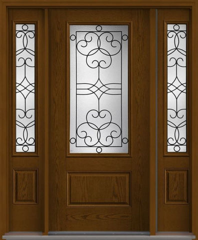 WDMA 52x80 Door (4ft4in by 6ft8in) Exterior Oak Salinas 3/4 Lite 1 Panel Fiberglass Door 2 Sides 1