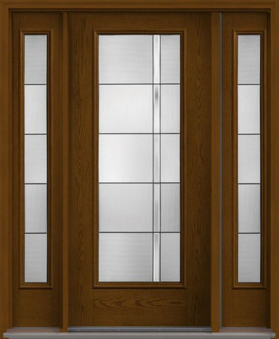 WDMA 52x80 Door (4ft4in by 6ft8in) Exterior Oak Axis Full Lite W/ Stile Lines Fiberglass Door 2 Sides 1