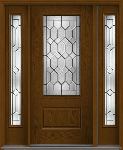 WDMA 52x80 Door (4ft4in by 6ft8in) Exterior Oak Crystalline 3/4 Lite 1 Panel Fiberglass Door 2 Sides 1