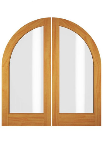 WDMA 52x96 Door (4ft4in by 8ft) Exterior Swing Fir Wood Full Lite Round Lite / Round Top Lite Double Door 1
